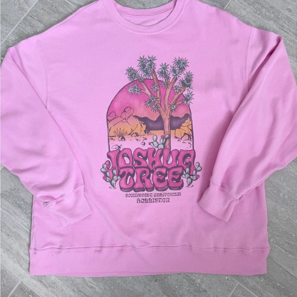 Joshua Tree Pink Graphic Sweatshirt Desert Southwest Hollister Size S - Picture 5 of 11